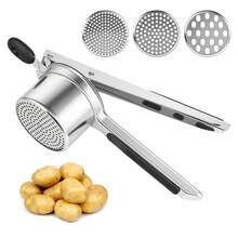 Potato Ricer Masher, 15oz Stainless Steel Press,2 Disc Cups - Silver - View 2