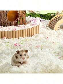 1pc Dust-Free Natural Wood Pulp Hamster Bedding, Warm Absorbent Wood Shavings Litter, Multi-Color Odor-Absorbing Dry No Additives - Multicolor - View 4