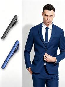 10pcs Men's Tie Clips, Silver & Black Tie Bars, Suitable For Regular Ties, Classic Tie Buckles, For Wedding, Meeting, Business, With Gift Box - Multicolor - View 9