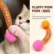 PETSIN 1/3/5pcs Cat Teaser Toy, Flexible Mesh Wand With Bell, Rustling Interactive Self-Play Boredom Buster For Cats - Multicolor - View 9