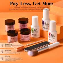NOCIS Dip Powder Nail Kit - 4 Color Starter Set With Nude, Pink, Glitter & White, Plus Base, Top Coat & Activator Liquid, Nail Buffer, Brush & File - Acrylic Dipping System For DIY Manicure, Unscented, No Power Needed. - Multicolor - View 3