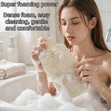 Best-Selling Linen Exfoliating Bath Towel With Hanging Rope, Quick-Dry Mesh Bath Mitt For Deep Cleansing - A - View 2