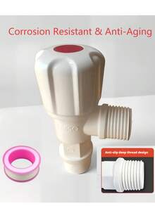 Thickened Plastic Triangle Valve Sealing Tape Set, Toilet Faucet Water Heater 3-Way Connection Angle Valve Shut-Off Valve, Universal G1/2 Thread Interface, Adjustable Water Flow 3-Way Adapter, Bathroom Shower Water Flow Control Valve - Upgraded a - View 1