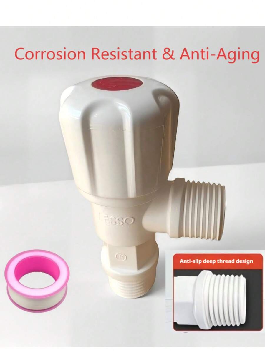 Thickened Plastic Triangle Valve Sealing Tape Set, Toilet Faucet Water Heater 3-Way Connection Angle Valve Shut-Off Valve, Universal G1/2 Thread Interface, Adjustable Water Flow 3-Way Adapter, Bathroom Shower Water Flow Control Valve - Upgraded a - View 1