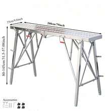 Portable Foldable Workbench With Adjustable Height & Wide Base - Heavy-Duty Foldable, Railing Suitable For Home Renovation, , RV Cleaning, Window Washing - Ideal For/Outdoor Use With Free Gifts (Workbench) - Length 79 Inch - View 3