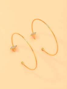 FAAABULS 1 Pair Women's Gold Large Hoop Earrings, Sparkling Rhinestone Geometric Studs With Oversized Thin Round Hoop Design, Elegant Minimalist Eye-Catching Earrings, Suitable For Wedding, Graduation Ball, Party, Date, Vacation And Daily Wear - Gold - View 7