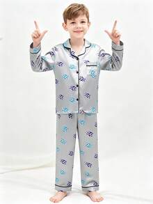 Tween Boy Gray Football Long Sleeve & Long Pants Pajama 2-Piece Set - Multicolor - View 4