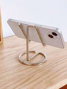 1pc Metal Phone Stand, Universal Desktop Base, Portable Minimalist Design, Stable Smartphone And Tablet Desktop Stand, Metal Texture, Simple Hollow Design, Stable Anti-Slip, Luxury Glossy Finish, Minimalist Shape, Thickened And Reinforced, Smooth Polished, Space-Saving, Desktop Use, Multi-Functional Durable, Reliable Weight Bearing, Long-Lasting And Deformation-Resistant, Suitable For Office, Kitchen, Study, Multi-Functional Display Stand, Ideal Choice For Home Office Users, Students And Professionals - A - View 16