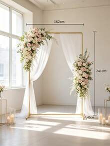 Golden Square Ironwork Wedding Background Arch Frame, Multi-Sized Square Metal Background Frame, Outdoor Wedding Ceremony Party Decoration Support Frame - View 4