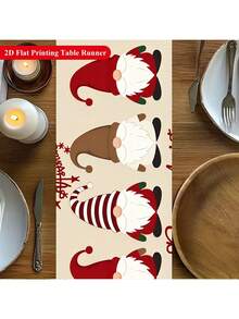 3PCS Christmas Table Runner Decor, Christmas Gnome Table Runner Decoration, Rectangular Polyester Table Runner, Perfect For Christmas Holiday Party Dining Table Decor, Dining Table, Coffee Table, Home Party Decor, Kitchen Decor, Christmas Holiday Themed Decoration - Multicolor - View 4