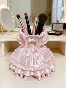 Luxury High-End 3D Princess Dress Makeup Brush Holder Girls Brush Rack Jewelry Box Silk Texture Makeup Brush Bucket Desktop Storage Box - Multicolor - View 1