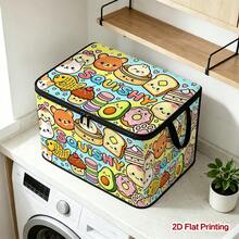 1PC Cute Squishy Cartoon Food Pattern Under-Bed Storage Box With Zipper Flip Cover, Foldable Storage Bin For Books, Under-Bed Storage, Car Trunk Storage, Cosmetics, Hair Tools, Toys, Back To School, Office, Home Organization, Clothes, Blankets, Large Capacity Storage For Daily Items - A - View 13