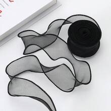 1 rollo de 9m de cinta vaporosa con borde, para arreglos florales, envoltura de regalos, hacer lazos, bodas, decoración de fiestas, Navidad - Negro - Ver 3