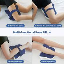 1pc Memory Foam Leg Pillow, Streamlined Grooved Design Leg Pillow, Contoured To Leg Curve, Ergonomic Knee Pillow, With Adjustable Strap To Fix Position, Provides Thigh And Hip Support For Side Sleepers - Blue and White - View 7