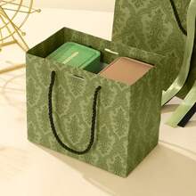 1/5/10 Peças Sacolas de Presente Verdes com Alças e Laços, Adequadas para Casamentos, Chás de Panela, Festas, Natal, Ação de Graças, Ano Novo, Aniversários, Dia dos Namorados, Madrinhas, Reuniões de Amigas - multicolorido - Visão 5