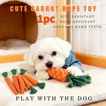 1pc Carrot Pet Toy, Durable Chew & Teething Toy For Dogs, Interactive Biting Toy For Cats - Multicolor - View 5