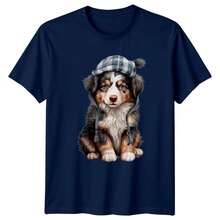 Unisex Graphic T-Shirt Made Of Pure Cotton, Featuring A Chihuahua Puppy Design, Winter Animals, Dogs, For Men And Women, Large Size, Suitable For Larg - Navy Blue - View 1