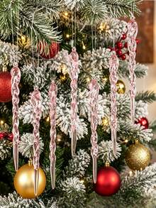 12pcs Transparent Acrylic Icicle Hanging Decorations, Shiny Blue Artificial Crystal Icicle Pendant Lights, Window Decor Home Decor, Indoor Window Decoration, Wedding Party, Glass House Decoration, Room Decoration, Bedroom Decoration, Wall Art, Living Room Wall Art, Garden Decoration, Outdoor Bedroom Decoration, Christmas Tree Decoration, Winter Holiday Party, Christmas Home Decor Pendant Lights, Elegant Winter Wonderland Christmas Decoration - Multicolor - View 10