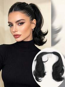 1pc Messy Short Curly Ponytail Hair Extension, Synthetic Heat-Resistant Fiber Clip-In Ponytail, Women's DIY Hairstyle, Suitable For Daily Wear, Holiday Party Events - Multicolor - View 13