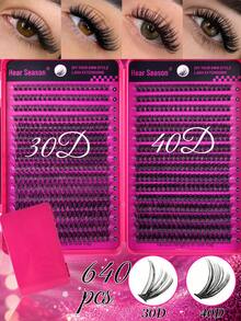 640/544 Clusters D Curl Single Stem False Eyelashes Large Capacity Set, Beginner-Friendly Classic Y-Shape DIY Home Lash Extension, Reusable Mixed Style (Includes Adhesive & Setting Liquid, Tweezers & Lash Brush), Natural Fluffy Cluster Lashes, Suitable For Daily And Evening Party Makeup - Hot Pink - View 17