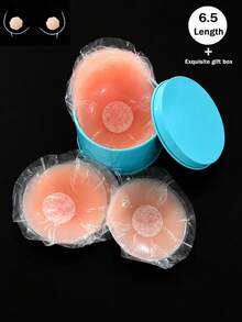 2/6/12pcs Women's Reusable Silicone Nipple Covers, Invisible Self-Adhesive Breast Pasties With Travel Storage Box - Multicolor - View 3