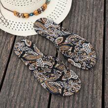 Summer Versatile Women's Paisley Flower Print Flip Flops Flat Beach Thong Sandals For Beach Party Home Spring Summer - Black - View 11