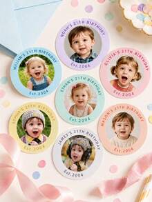 Personalized Custom Birthday Photo Stickers | Glossy Coated Waterproof, Suitable For Birthday Party, Shower Party, Bachelorette Party, Birthday Gift Packaging Labels, Paper - Multicolor - View 4