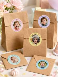 Personalized Custom Birthday Photo Stickers | Glossy Coated Waterproof, Suitable For Birthday Party, Shower Party, Bachelorette Party, Birthday Gift Packaging Labels, Paper - Multicolor - View 2