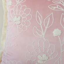 1 pieza Funda de cojín de terciopelo estilo francés con bordado de hojas florales & bordes con flecos, funda de almohada decorativa botánica vintage para sofá, dormitorio, sala de estar, decoración acogedora para otoño e invierno - Rosa claro - Ver 7