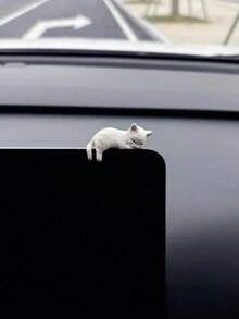 4pcs Resin Sleeping Cat Car Center Console Screen Small Ornaments, Suitable For Car Center Console Display Decoration Ornaments, Car Rearview Mirror Ornaments - A - View 4