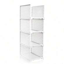 1pc White Minimalist Wardrobe Storage Organizer Drawer-Style Storage Box Multi-Layer Clothes Shelf Organizer Rack Dormitory Storage Basket - White - View 9