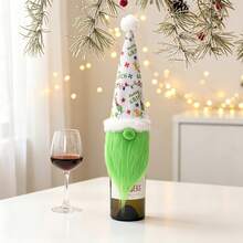 The Grinch Dekorasi Meja Makan Hotel dengan Penutup Botol Anggur Motif Jenggot Hijau Natal - MultiWarna - View 9