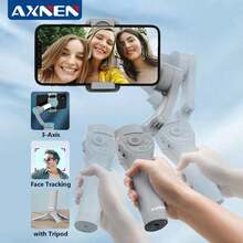 AXNEN HQ6 Smartphone Gimbal, 3-Axis Handheld Stabilizer, Portable Foldable, Supports Face/Object Tracking, Fill Light, Zoom, Compatible With IOS And Android - Grey - View 3