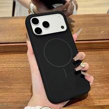 Luxury Liquid Silicone Magnetic Soft Phone Case Compatible With IPhone 18 Pro Max 17 16 15 14 13 12 11 Pro Max Plus For Wireless Charge Shockproof Cover, Simple Style, For Gift Idea For Women Men - Black - View 2
