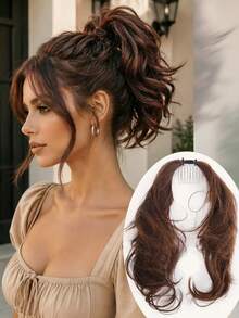1pc Messy Short Curly Ponytail Hair Extension, Synthetic Heat-Resistant Fiber Clip-In Ponytail, Women's DIY Hairstyle, Suitable For Daily Wear, Holiday Party Events - Multicolor - View 12