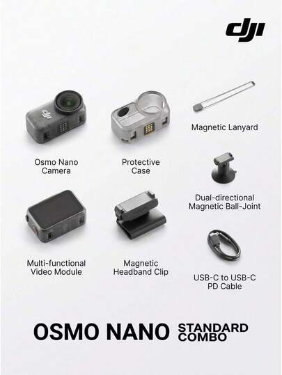 dji Kit Kamera Jempol Osmo Nano 4K Standar | Sempurna untuk Vlog Bersepeda, Keluarga, dan Pemotretan Hewan Peliharaan - Kamera Portabel dengan Tampilan Bebas dan Stabilisasi Gambar (Baru, Hanya Diaktifkan)