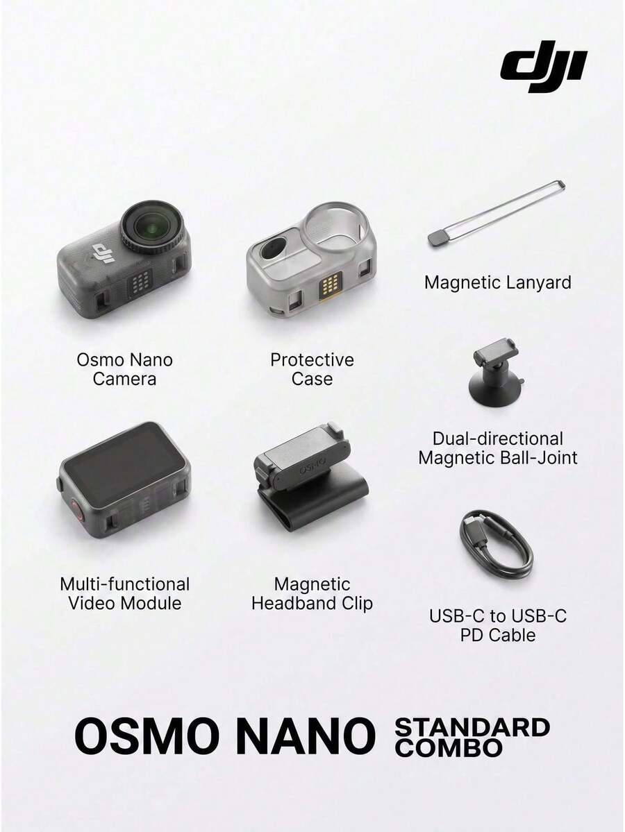 dji Osmo Nano 4K Thumb Camera Standard Set | Perfect For Cycling, Vlogs, Family, And Pets, Free-Angle Stabilized Wearable Camera (Brand New, Activated Only)