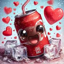 1PC DIY 5D Diamond Painting Kit Cute Soda Can Pattern - Round Full Diamond Art Mosaic Craft, Home Wall Decor, Unframed - No Frame - View 1