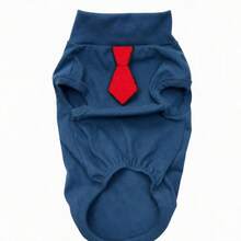1件裝無袖高領狗狗背心，柔軟針織寵物衣服，附刺繡領帶貼布，正式商務風套頭穿著，適合中大型犬 - 墨綠色 - 查看 5