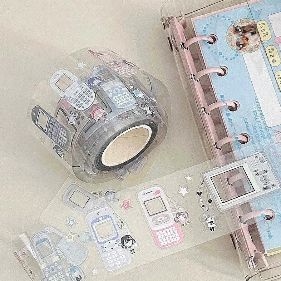 36,5cm/Loop Stiker Potong Bentuk Ponsel Elektronik Retro Y2K Lucu DIY Dekorasi Kartu Jurnal Scrapbooking Kartu Foto Casing Ponsel Kolase Perlengkapan - Square - View 1