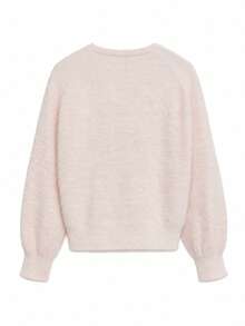 Korean Style Soft Knit Cardigan Women Autumn/Winter Lace Pocket Bow Short Sweater Jacket Loose Fit Top - Pink - View 3