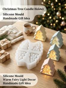 3/4/6 Cavity Christmas Tree Silicone Mold, Clay Mold, Christmas Tree Candle Holder Mold, Suitable For Making Plaster Decorations, Resin Decorations, Christmas Decorations, Home Atmosphere Decorations, Handmade Crafts, Holiday Gifts - Multicolor - View 3