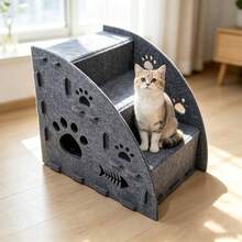 4-Layer Pet Ramp Ladder For Cats And Dogs, Non-Slip Bed Steps, Multi-Layer Climbing Pad For Old And Young Dogs And Cats - Grey - View 2