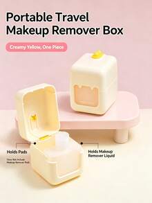 Portable Makeup Remover Box, 2-In-1 Travel Makeup Remover Container With Cotton Pad Storage And Liquid Reservoir, Compact Refillable Makeup Remover Box, Portable Cosmetic Storage Box, Suitable For Travel, Daily Use, Women - Multicolor - View 6