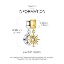 1pc Silver-Plated Sun Moon Star Pendant Bead, Dual-Color Split Craft, Hexagram Sun Moon Splicing Rhinestone Design, Exquisite Engraved Details, Romantic Universe Style, Suitable For Bracelet Necklace, Handmade DIY Jewelry Making And Couple Gifts - Multicolor - View 11