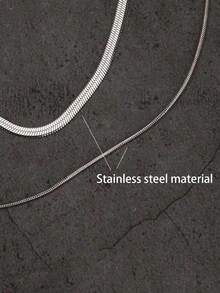2pcs Double Layer Stacked Stainless Steel Snake Chain Necklace, Ins Personalized Elegant Versatile Clavicle Chain, Ins Fashion Vintage Stainless Steel Necklace Clavicle Chain Women Necklace Set - Silver - View 7
