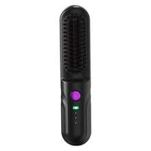 Portable Wireless Hair Straightening Brush, 2600mAh USB-C Rechargeable Styling Brush, 3 Temperature Settings, Compact Wireless Straight & Wavy Hair Styling Comb - Multicolor - View 12