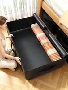 Heavy Duty Waterproof Under Bed Clothing Storage Bag Sturdy Textured Material Multi Pull Handles For Easy Access Stackable Flat Shape Holds Seasonal Garments & Bedding Ideal For Home Closet And Dormitory Storage Bedroom Room Decor Back To School - Multicolor - View 2