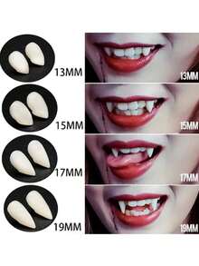1 Pair Cosplay Vampire Fangs Teeth Decoration Resin Halloween Fangs ,Reusable False Teeth Masquerade Prank - White - View 2