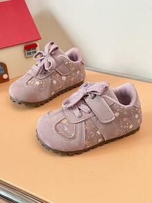 2026 Autumn New Girls Floral Flat Sports Shoes Hook & Loop Anti-Slip Durable Outdoor Casual Shoes For Toddlers - Pink - View 4